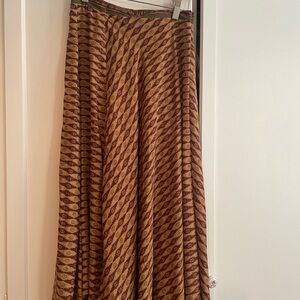 Free People Brown and Purple Patterned Maxi Skirt